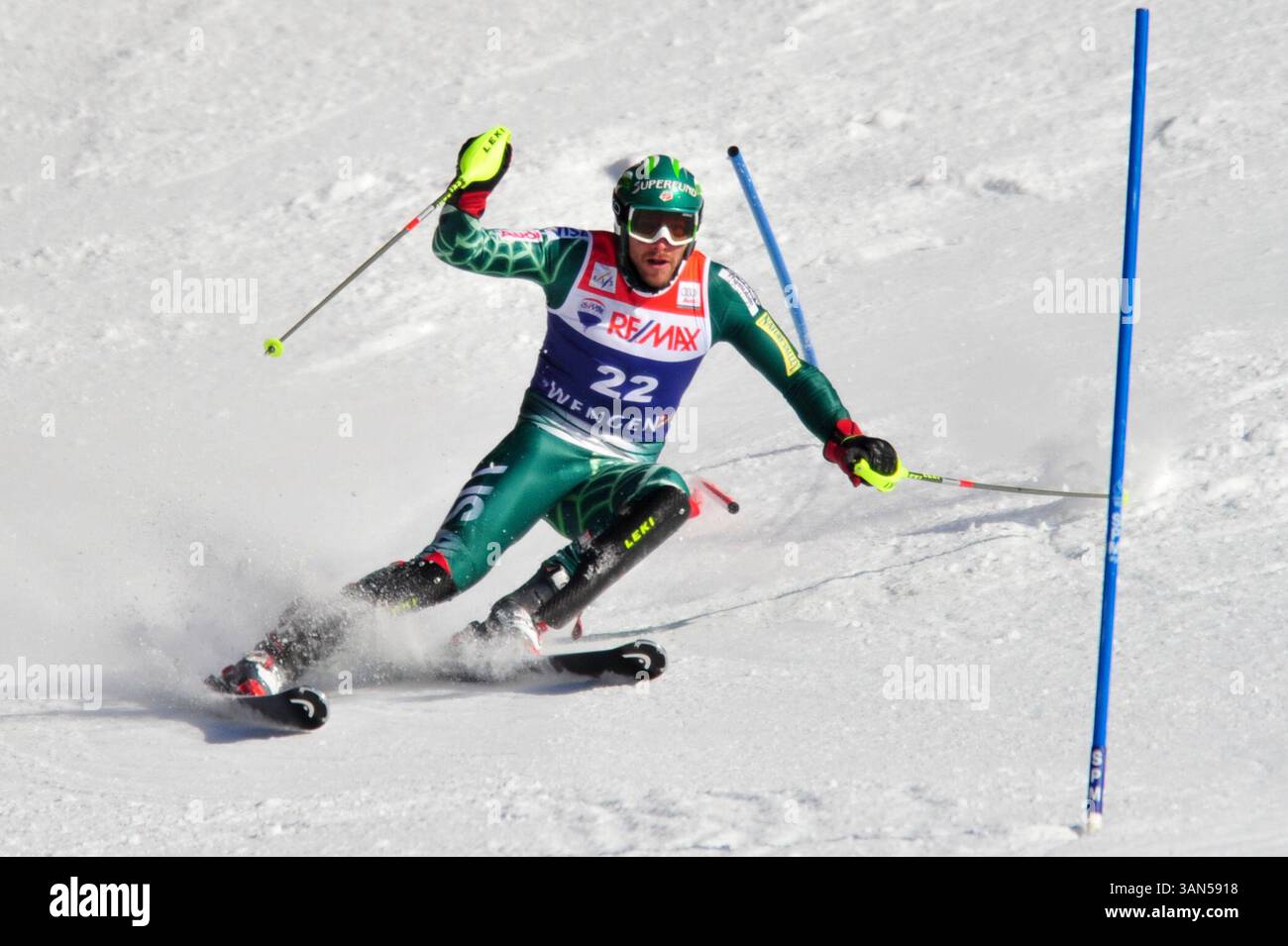 16. Januar 2009: Bode Miller (USA) tritt im Slalombereich während der Men's Super Combined beim 79. Internationalen Lauberhorn-Rennen in Wengen an. Quelle: John C. Middlebrook, CSM. (Kreditbild: © FOTOGRAF/Cal Sport Media) Stockfoto