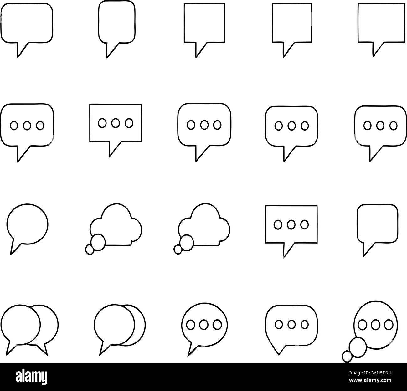 Symbolsatz Für Sprechblasenlinie – Bearbeitbares Vektordesign Stock Vektor