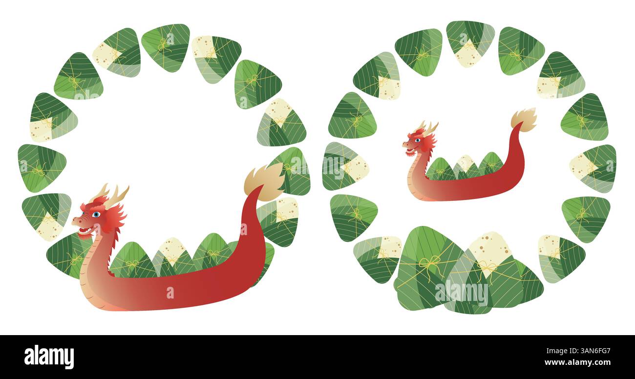 Kollektion dekorativer Rahmen für Drachenboot Stock Vektor