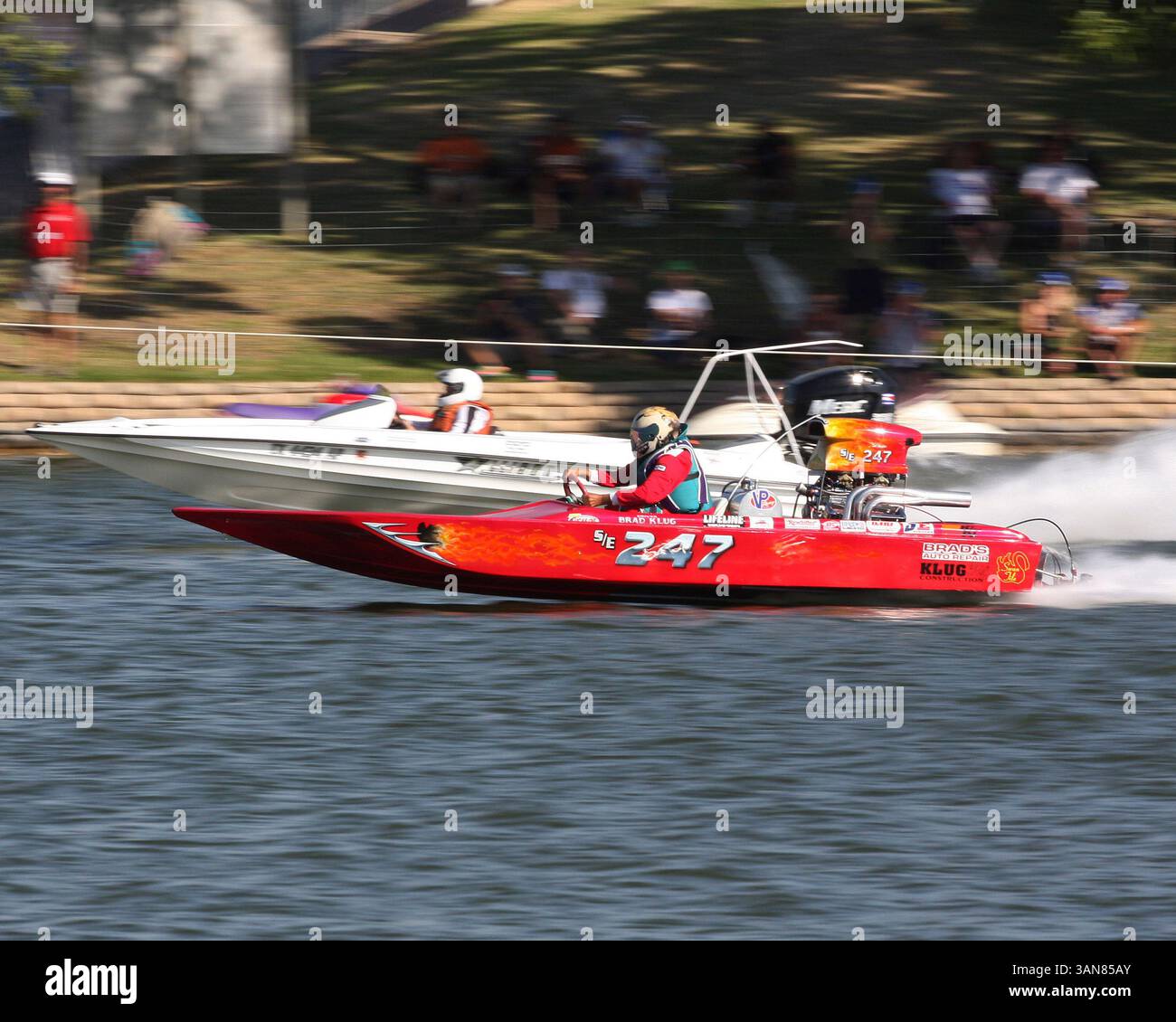 9. August 2008: 9. August 2008: Marble Falls Texas: Fahrer Brad Klud in Boat Red Hot beim Qualifying-Lauf am Lake fest 2008 (Bild: © Cal Sport Media/ZUMA Press) Stockfoto