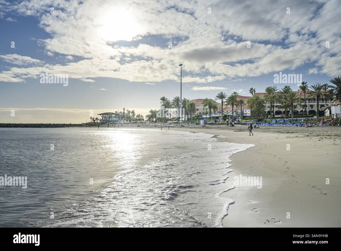 Sandstrand Playa de Las Vistas, Los Christianos, Provinz Santa Cruz de Teneriffa, Teneriffa, Spanien, Europa Stockfoto