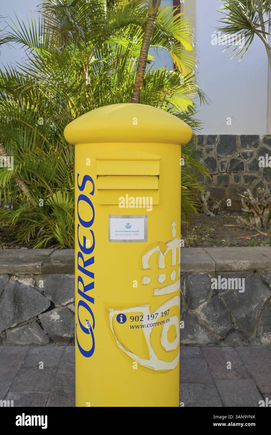 Briefkasten, Correos, Post, San Sebastian de La Gomera, La Gomera, Spanien, Europa Stockfoto
