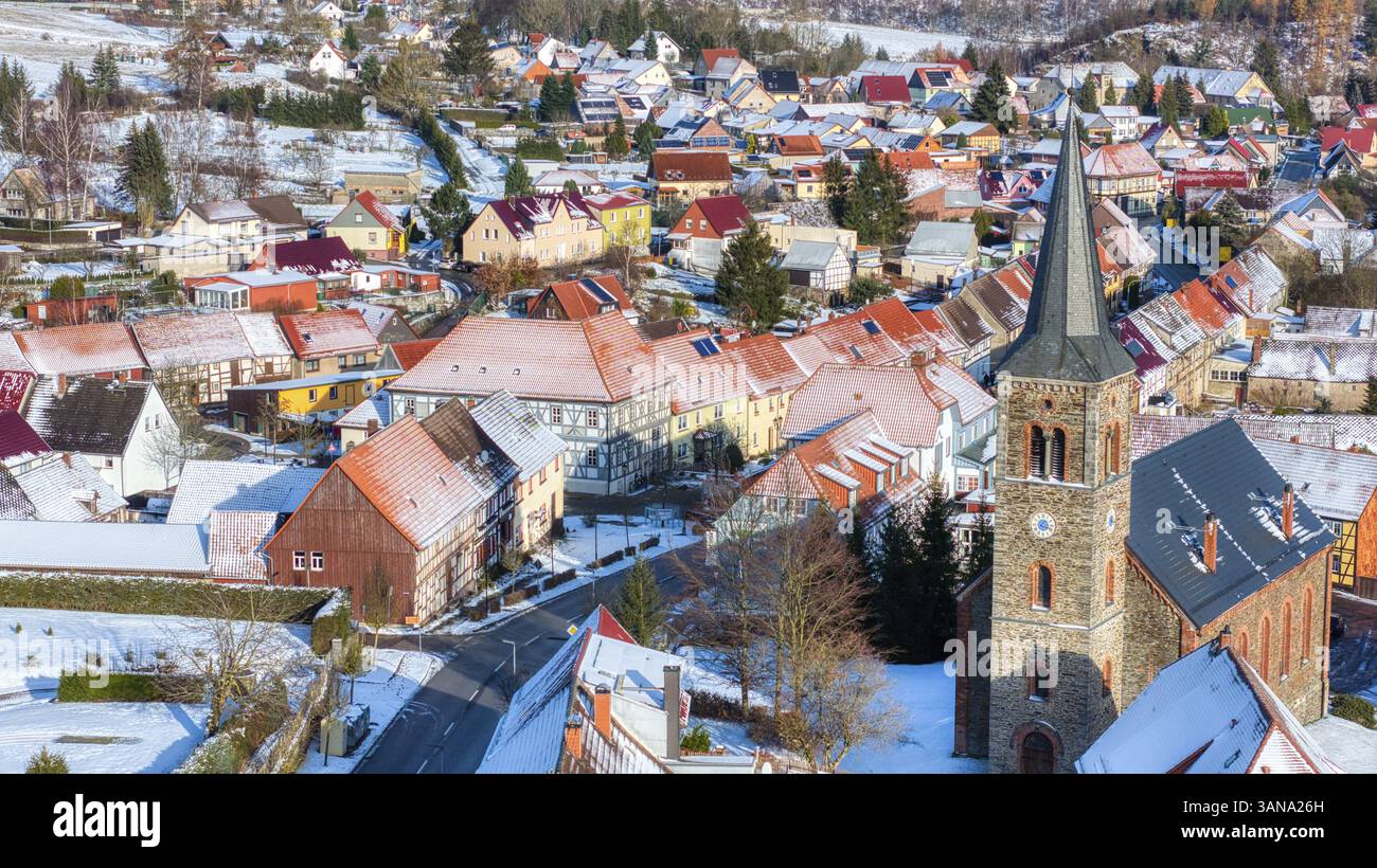 Luftaufnahme Guentersberge Harz Selketal Stockfoto