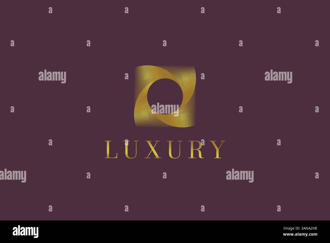 Gold Luxury Logo Hole at Square Blending Line Konzept für Business Hotel Fashion Boutique Edelstein Schmuck Schönheit Kosmetik Stock Vektor