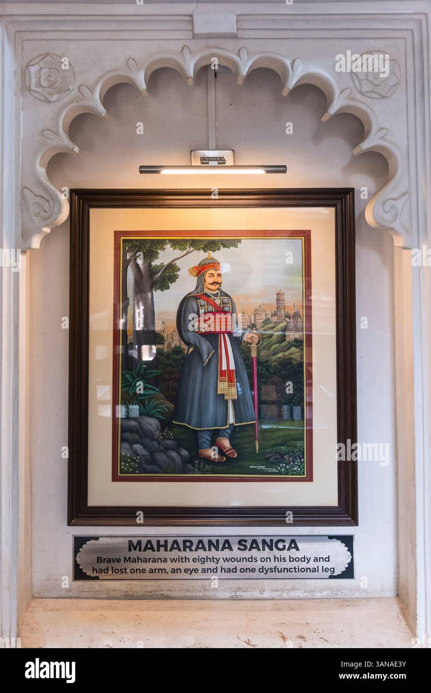 Rajput Hauptgemälde Bagore Ki Haveli Museum Udaipur Rajasthan Indien Stockfoto