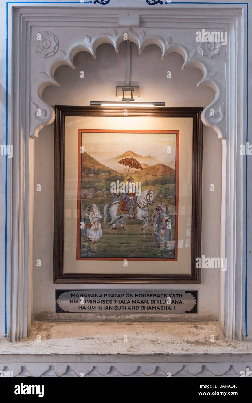 Rajput Hauptgemälde Bagore Ki Haveli Museum Udaipur Rajasthan Indien Stockfoto