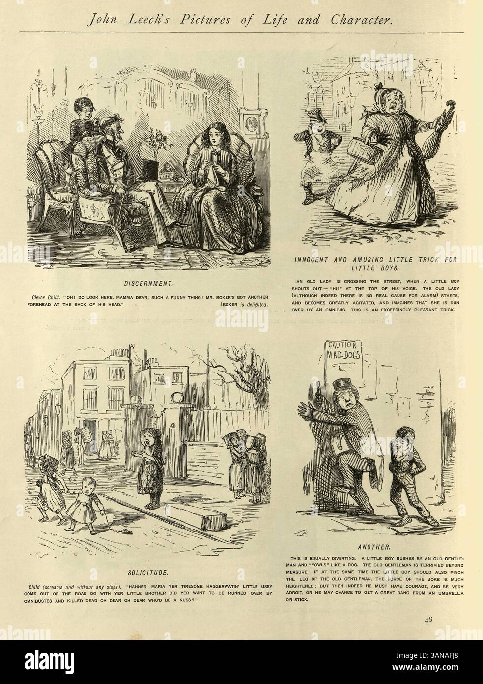 John Leech, Punch Cartoons, Bilder von Leben und Charakter, viktorianischer Humor aus dem 19. Jahrhundert, Karikaturen Stockfoto
