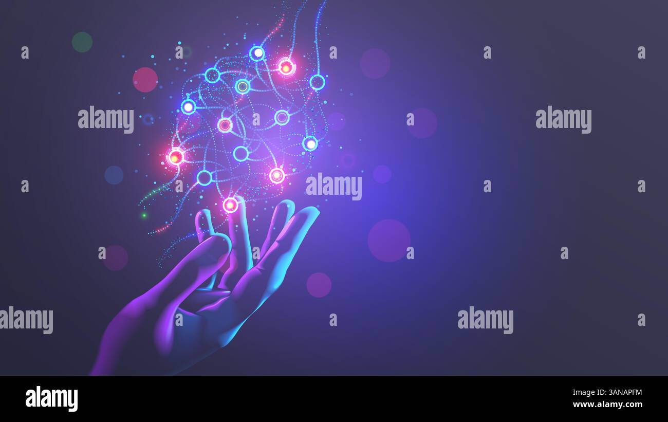 Neuronales Netzschema ber der Hand des Wissenschaftlers. Knstliche  neuronale Netze, ANN. Abstraktes einfaches Grafikschema des neuronalen  Maschinengedankens mit KI. Artificia Stock-Vektorgrafik - Alamy