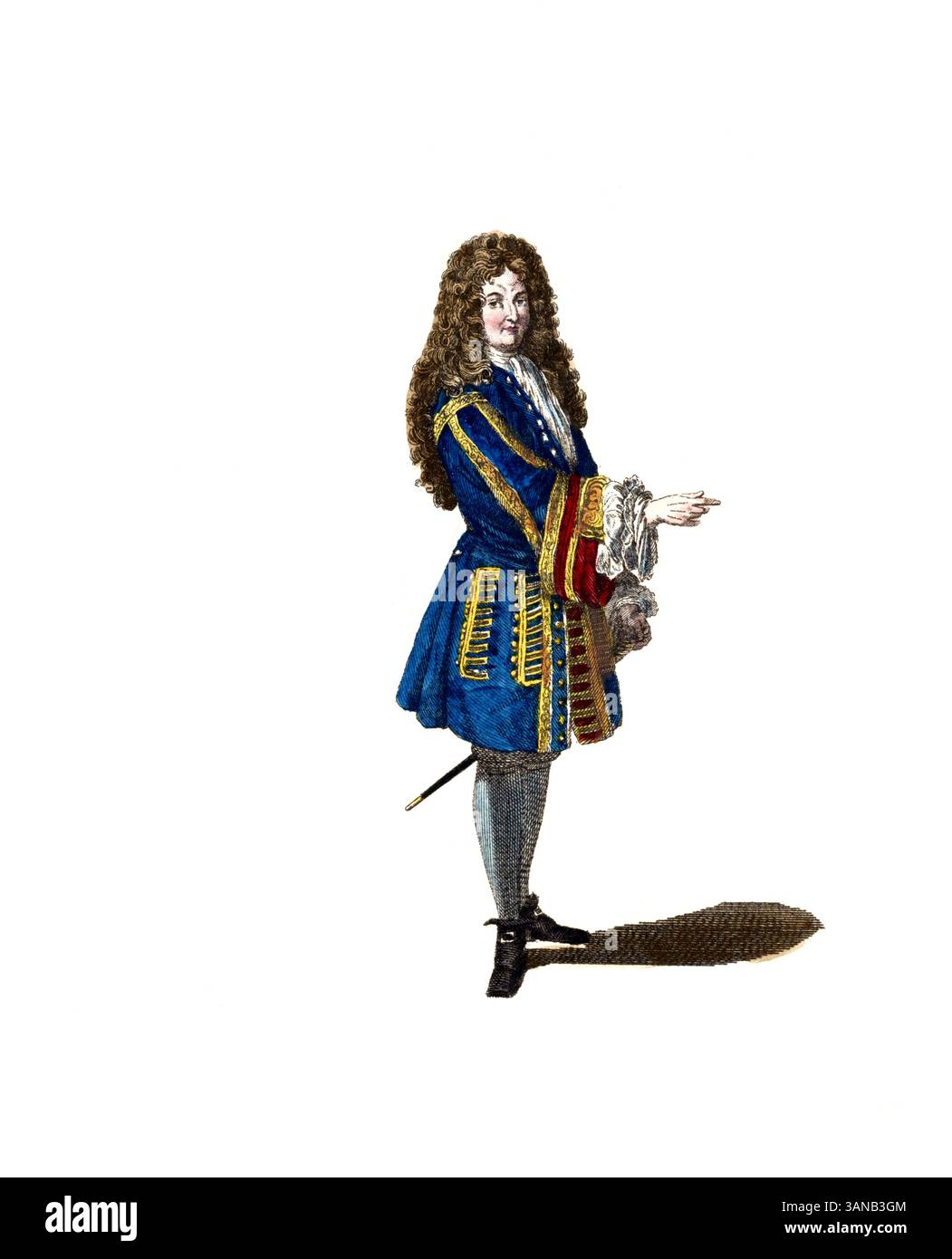 Historische Kleidung, Modegeschichte, Ludwig XIV, 5. September 1638 - 1. September 1715, französischer Prinz aus dem Haus Bourbon und König von Frankreich und Navarra von 1643 bis zu seinem Tod, digital restaurierte Reproduktion eines Originals aus dem 18./19. Jahrhundert, exaktes Datum unbekannt Stockfoto