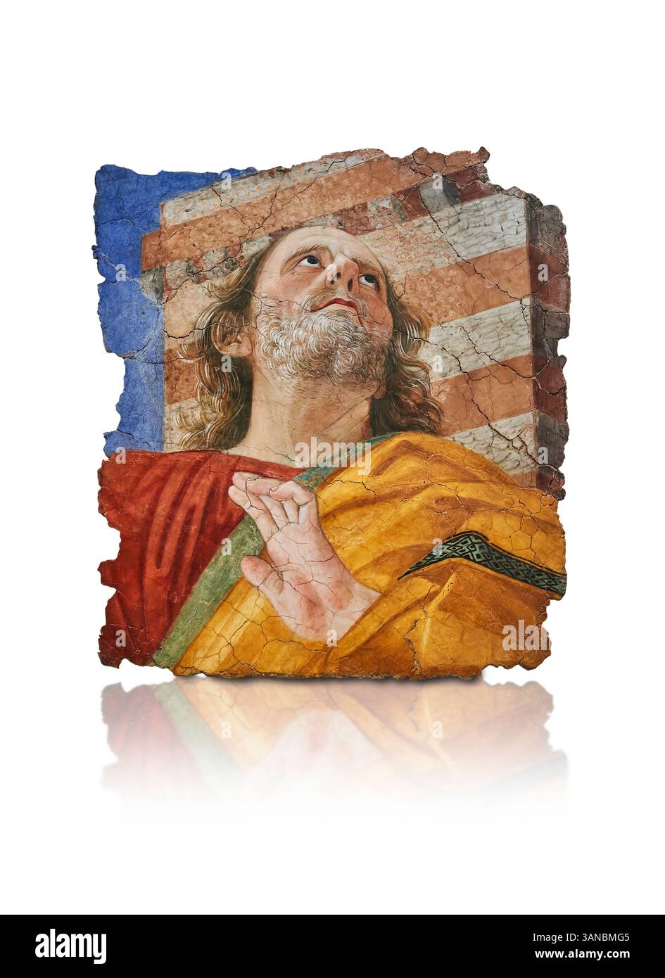 Fragment eines Deckenfreskos der Renaissance-Apsis, das einen Apostel von unten zeigt. Entfernt von der Basilika Santi Apostoli ( auch Santi Dodici Apo Stockfoto