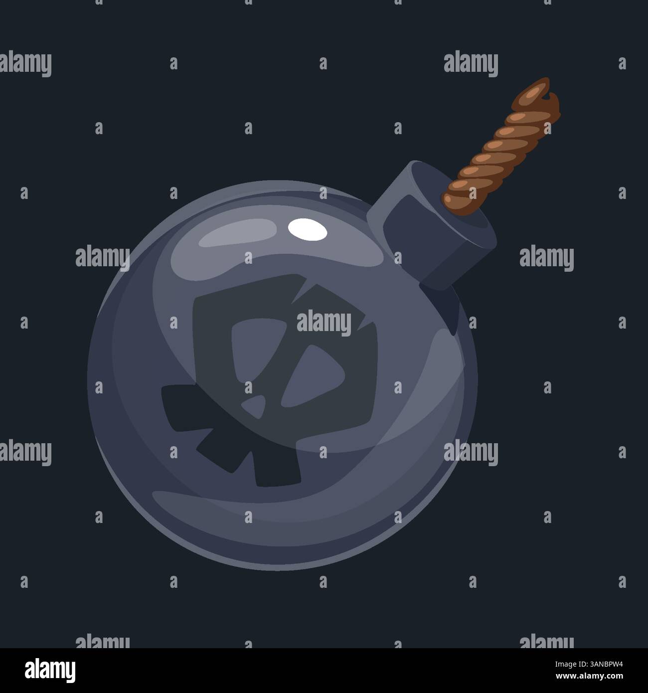 Comicbombe mit Schädel. Piratenbombe. GUI für Web, Spiel oder App. Schnittstellenelement. Piratenmotiv. Stock Vektor