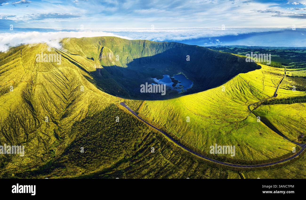 Blick ins Vulkankrater, Calderia Faial, Insel Faial, Azoren Stockfoto