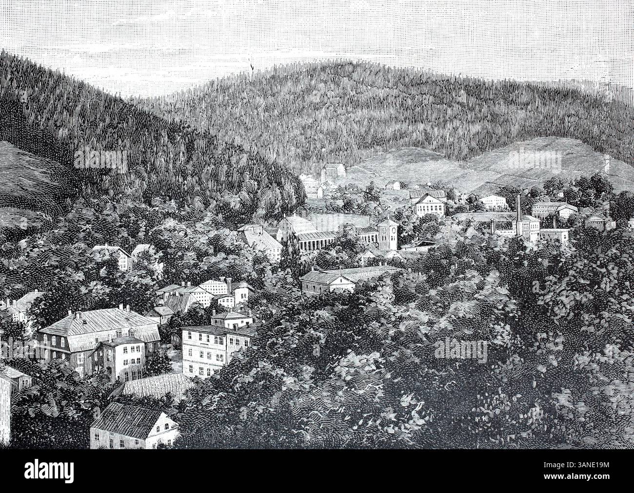 Kurstadt Bad Reinerz 1895, heute Duszniki-Zdroj, Stadt im Kreis K?odzko in der Woiwodschaft Niederschlesien in Polen, digitale Reproduktion eines Originals aus dem 19. Jahrhundert, historisch Stockfoto