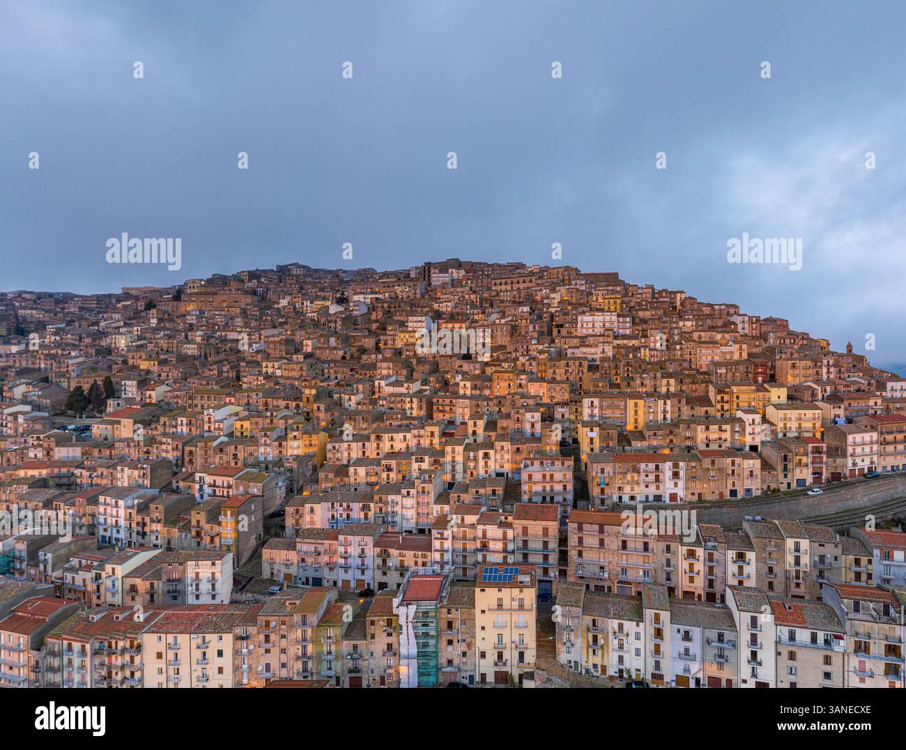 Luftaufnahme von Gangi auf Sizilien in Italien Stockfoto