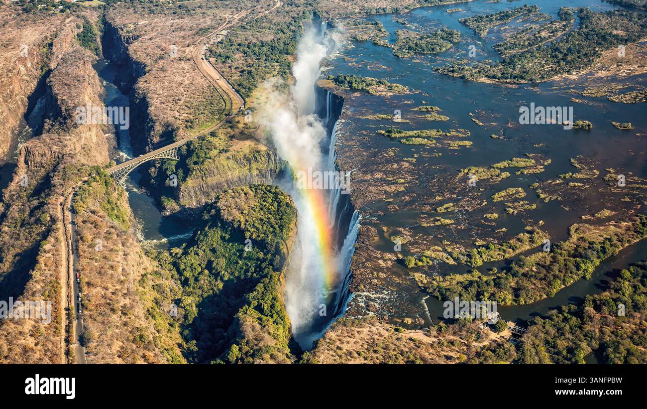 Luftaufnahme der Victoria Falls in Livingstone, Sambia. Stockfoto
