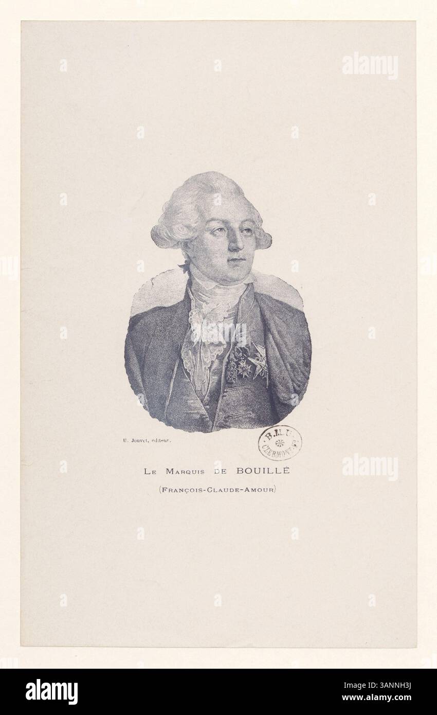 Fotomechanischer Druck aus der Sammlung Boyer, der Francois Claude Amour, Marquis de Bouillé, einen bedeutenden militärischen Führer während der Französischen Revolution und die royalistische Sache darstellt. Stockfoto