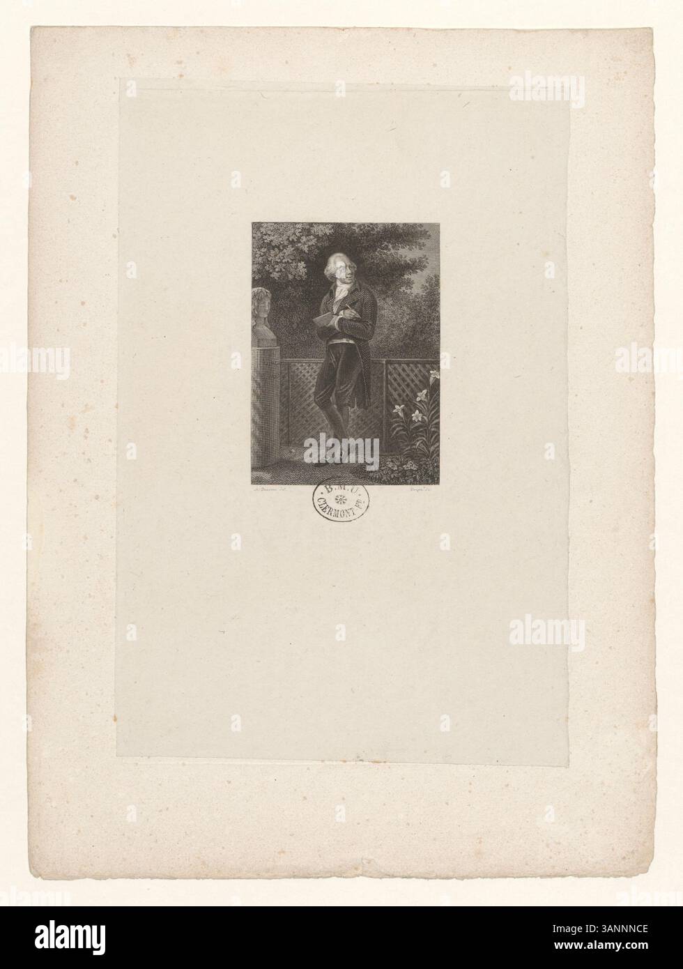 Ein Druck aus der Boyer-Sammlung, der sowohl Jacques Delille als auch Alexandre-Joseph Desenne zeigt, wobei die beiden französischen historischen Figuren im Tiefdruck dargestellt werden. Stockfoto