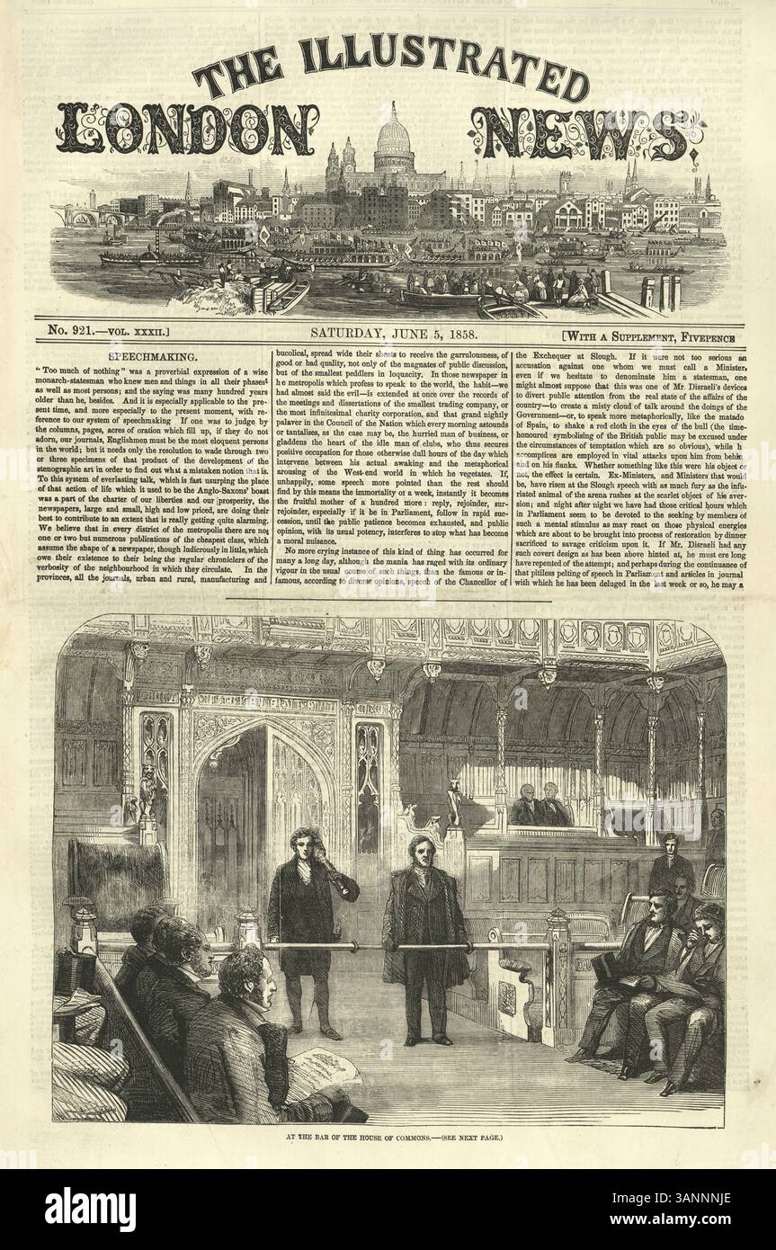 Britische politische Geschichte, in der Bar des House of Commons, 1850er Jahre, Vintage Illustration Stockfoto