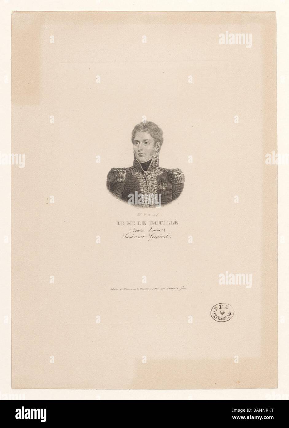 Tiefdruck aus der Boyer-Sammlung, der Comte Louis, Generalleutnant während der Französischen Revolution, bekannt für seine militärische Führung und Rolle in royalistischen Feldzügen zeigt. Stockfoto