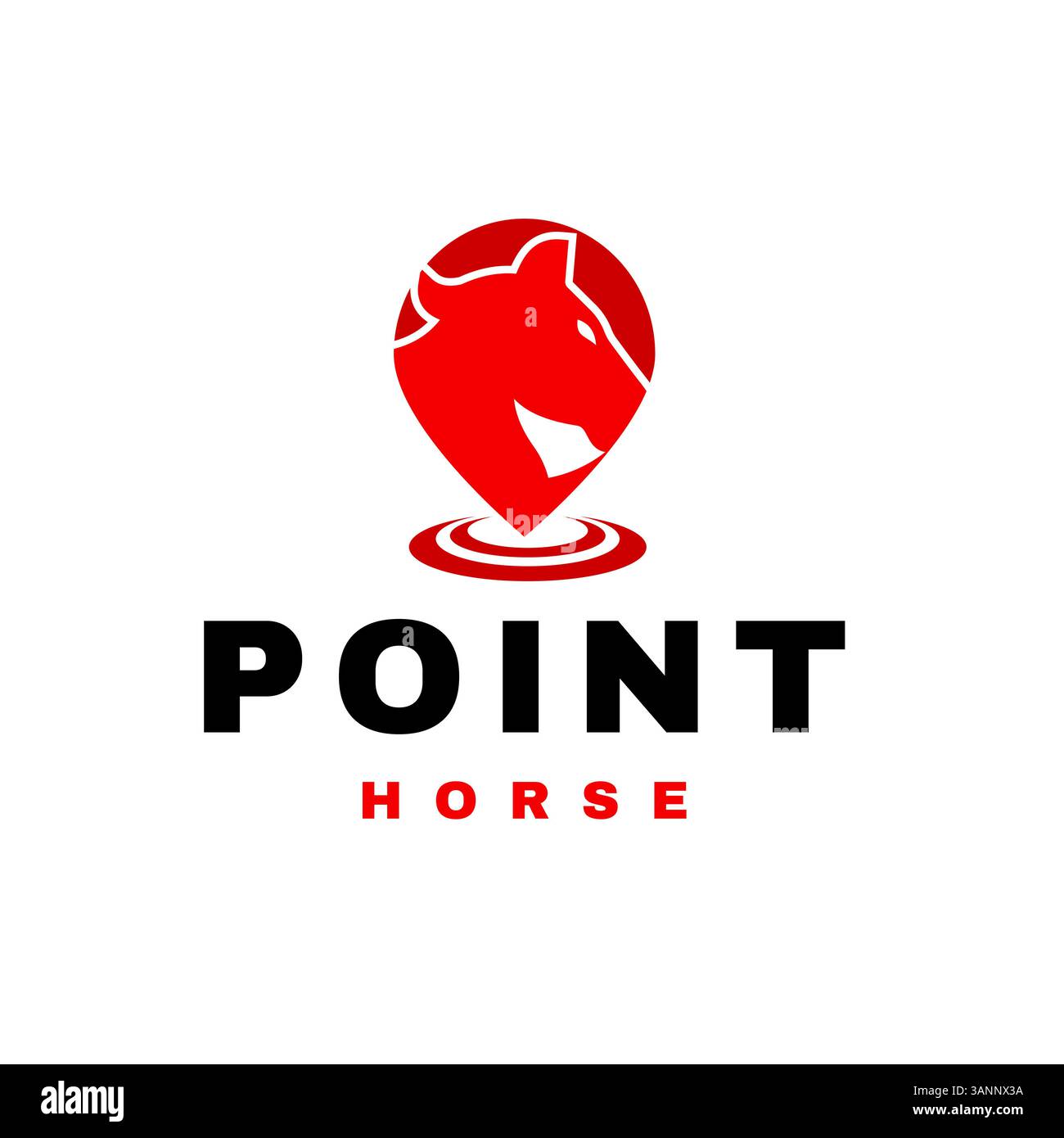 Kartenzeiger Position Pin Symbol mit Pferdekopf Silhouette Kartenmarker Logo Design Stock Vektor