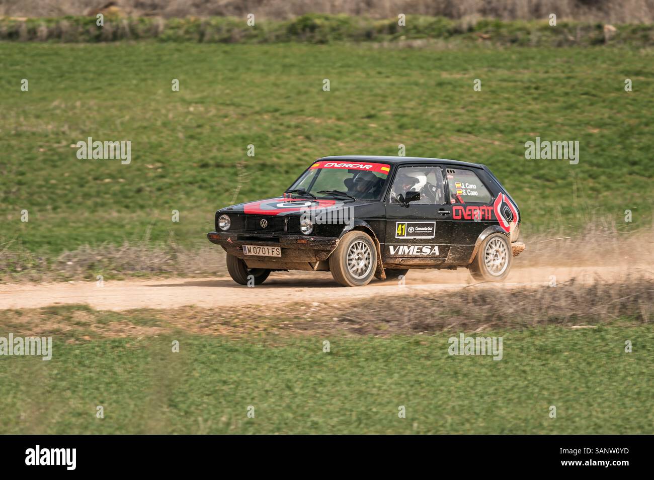 Action, Adrenalin, Automobil, Automobil, Auto, Challenge, Championship, Classic, Beifahrer, Wettbewerb, Land, Dreck, Driften, Fahrer, Dynami Stockfoto