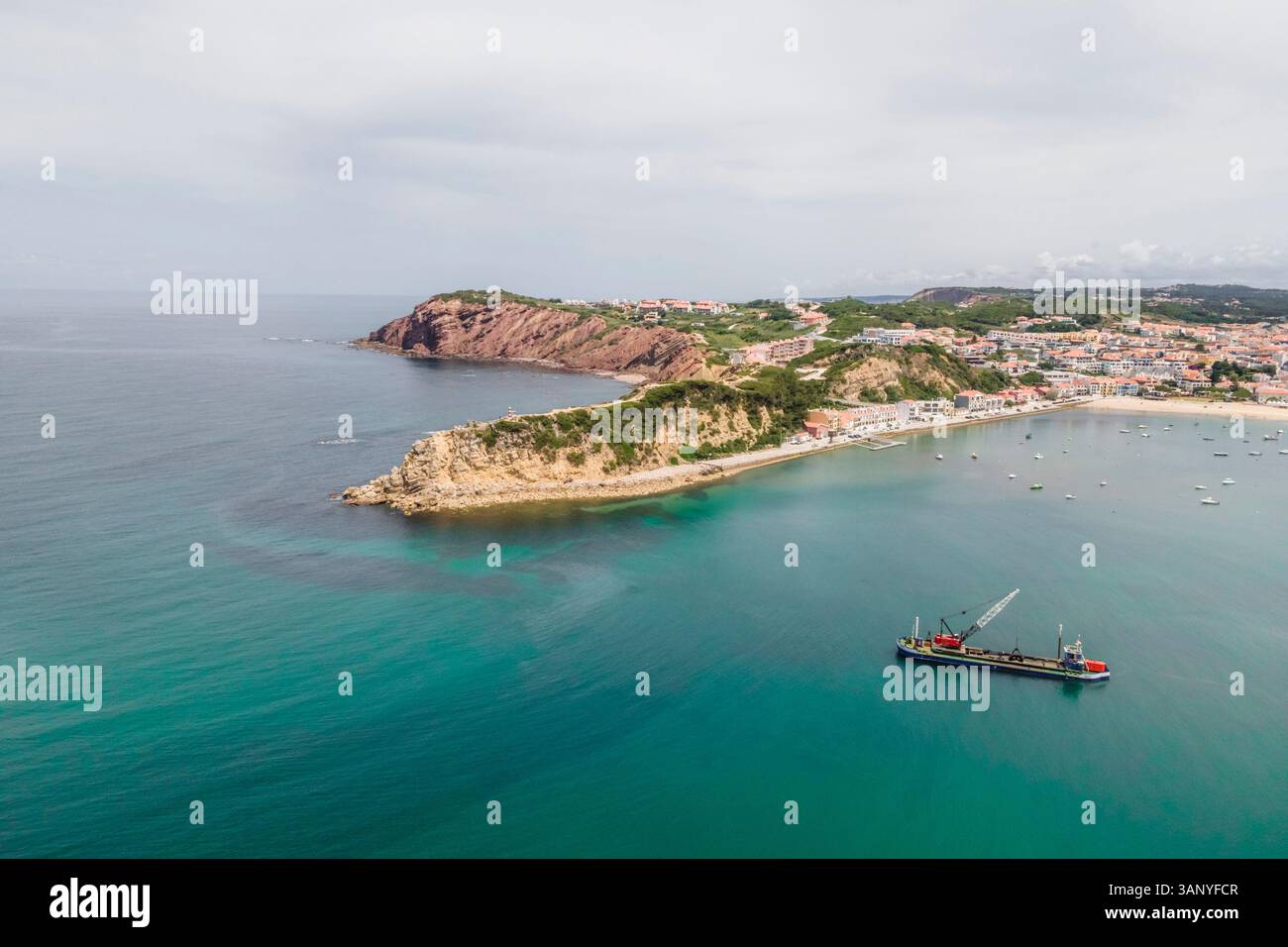 Luftaufnahme von Baia de Sao Martinho do Porto, Leiria, Portugal. Stockfoto