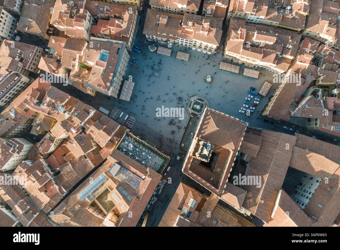 Luftaufnahme der Piazza della Signoria, einem der Hauptplatz in Florenz Innenstadt, Florenz, Toskana, Italien. Stockfoto