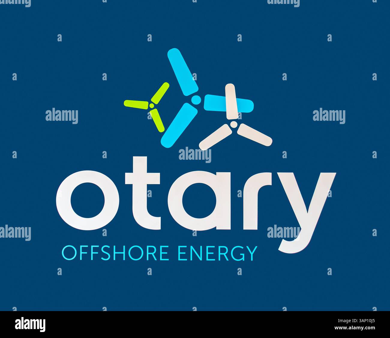 Otary Offshore Energy Logo, Partnerschaft von acht belgischen Unternehmen, die im Bereich erneuerbare Energien tätig sind, Ostend/Oostende, Westflandern, Belgien Stockfoto
