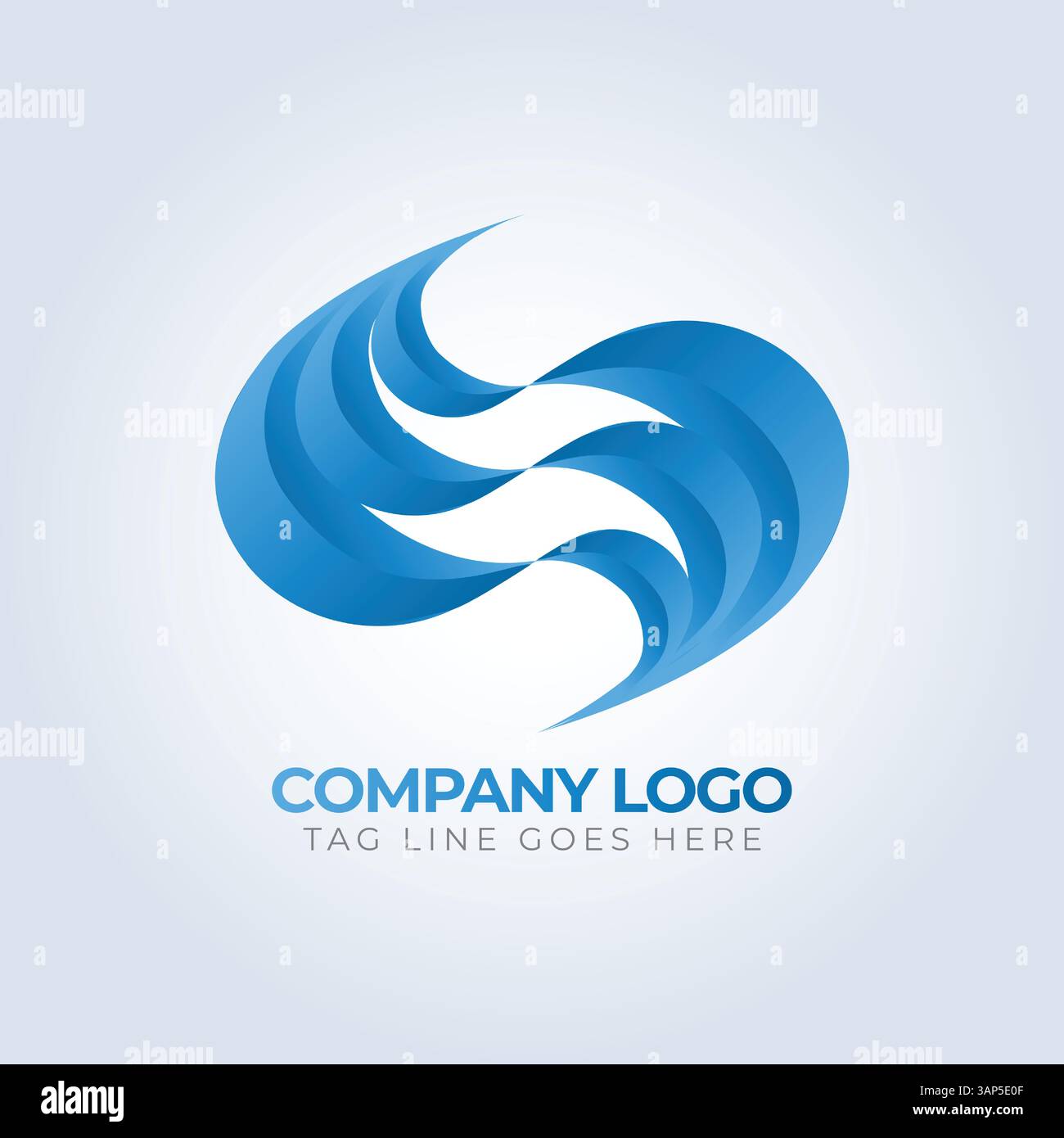 Firmenlogo-Vorlage, Blaues Thema, einzigartiges Logo, kreatives Logo, Logo-Vorlage, silberner Hintergrund Stock Vektor