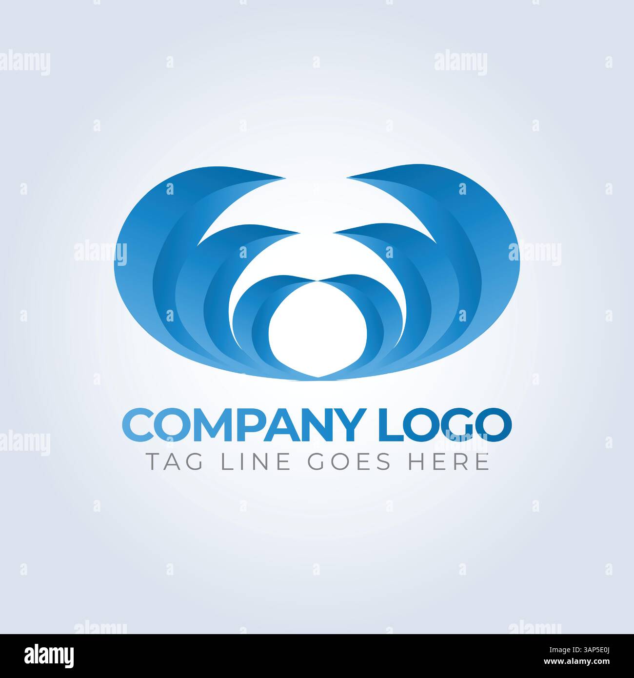 Firmenlogo-Vorlage, Blaues Thema, einzigartiges Logo, kreatives Logo, Logo-Vorlage, silberner Hintergrund Stock Vektor