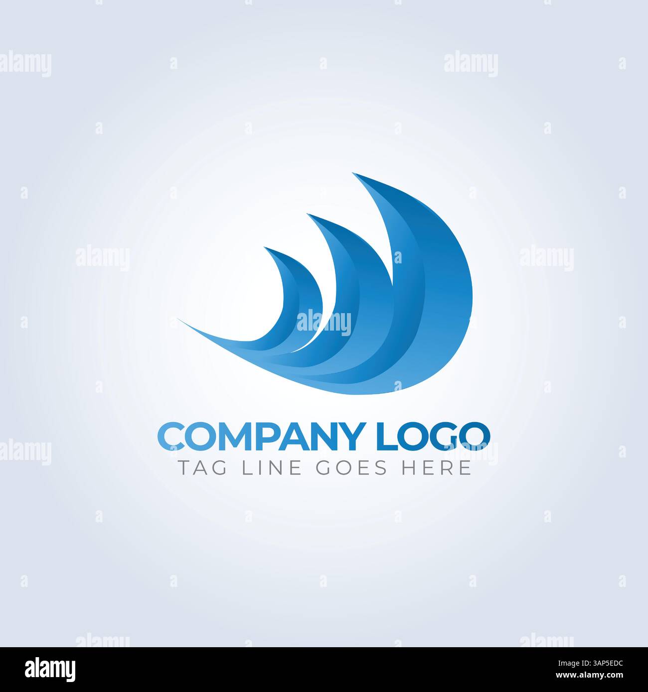 Firmenlogo-Vorlage, Blaues Thema, einzigartiges Logo, kreatives Logo, Logo-Vorlage, silberner Hintergrund Stock Vektor