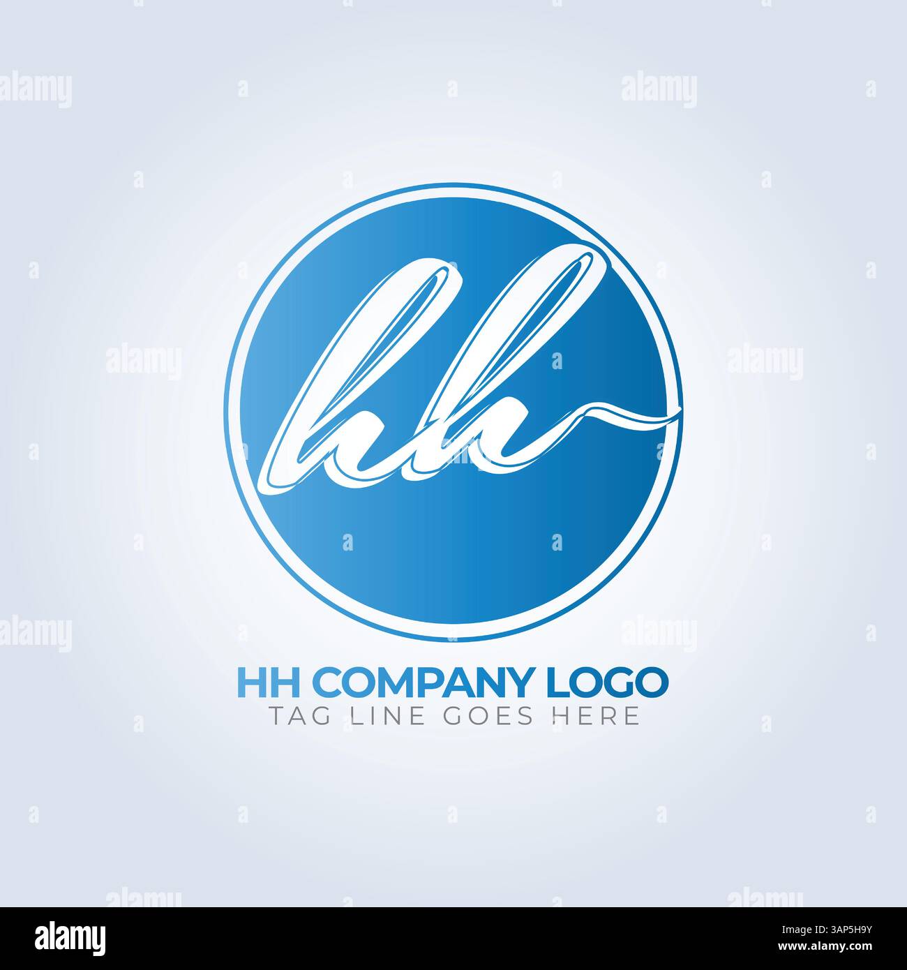 hh Alphabet Letter Firmenlogo-Vorlage, blaues Thema, einzigartiges Logo, kreatives Logo, Logo-Vorlage, silberner Hintergrund Stock Vektor