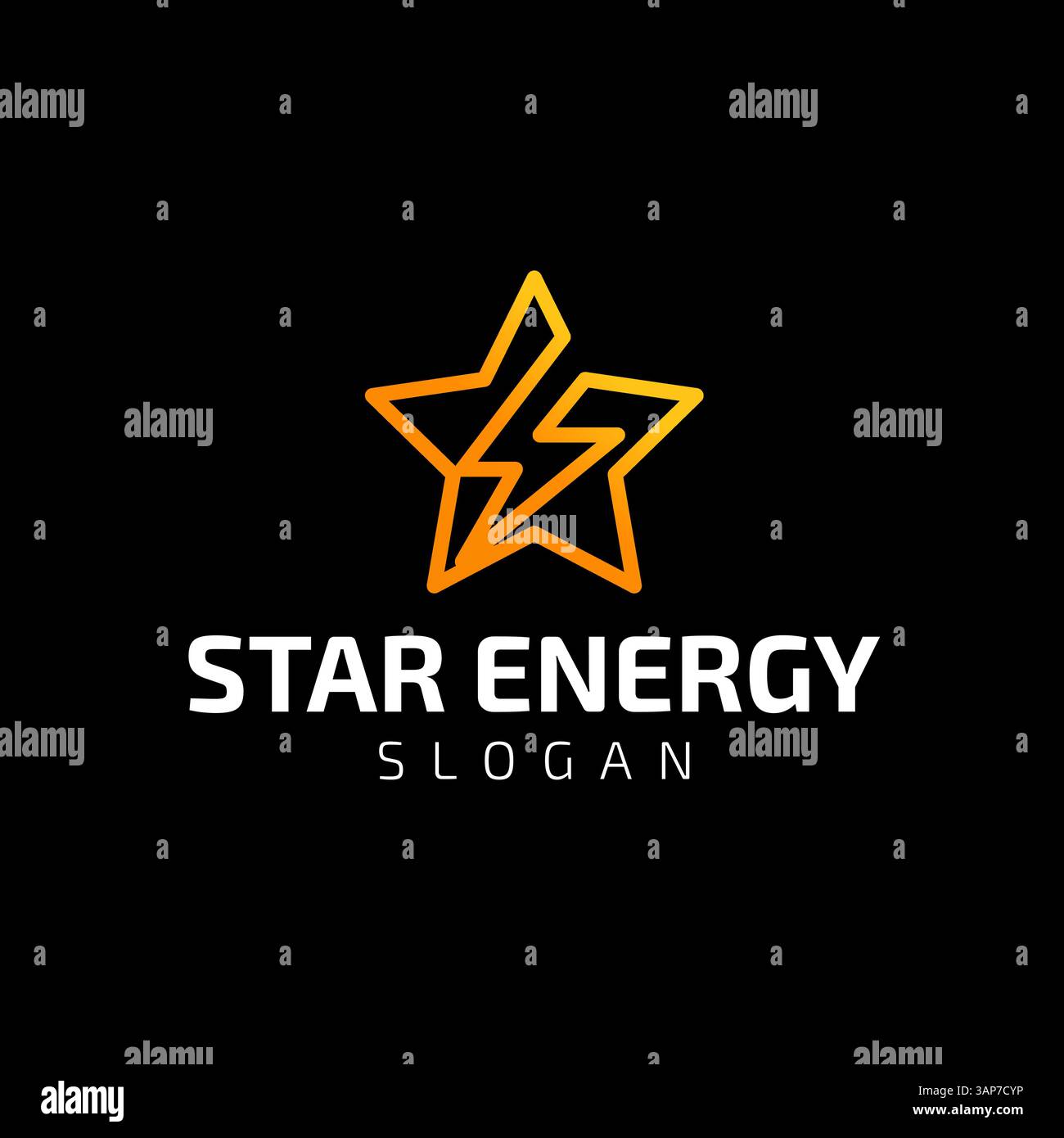 Stern-Logo mit Blitzsymbol modernes Design auf schwarzem Hintergrund Stock Vektor