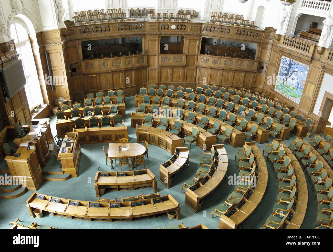 Plenarsaal des dänischen parlaments in kopenhagen, Kopenhagen, Dänemark, Europa Stockfoto