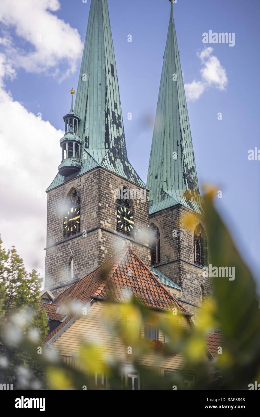 Blick auf die zum Weltkulturerbe gehörende Stadt Quedlinburg Harz Stockfoto