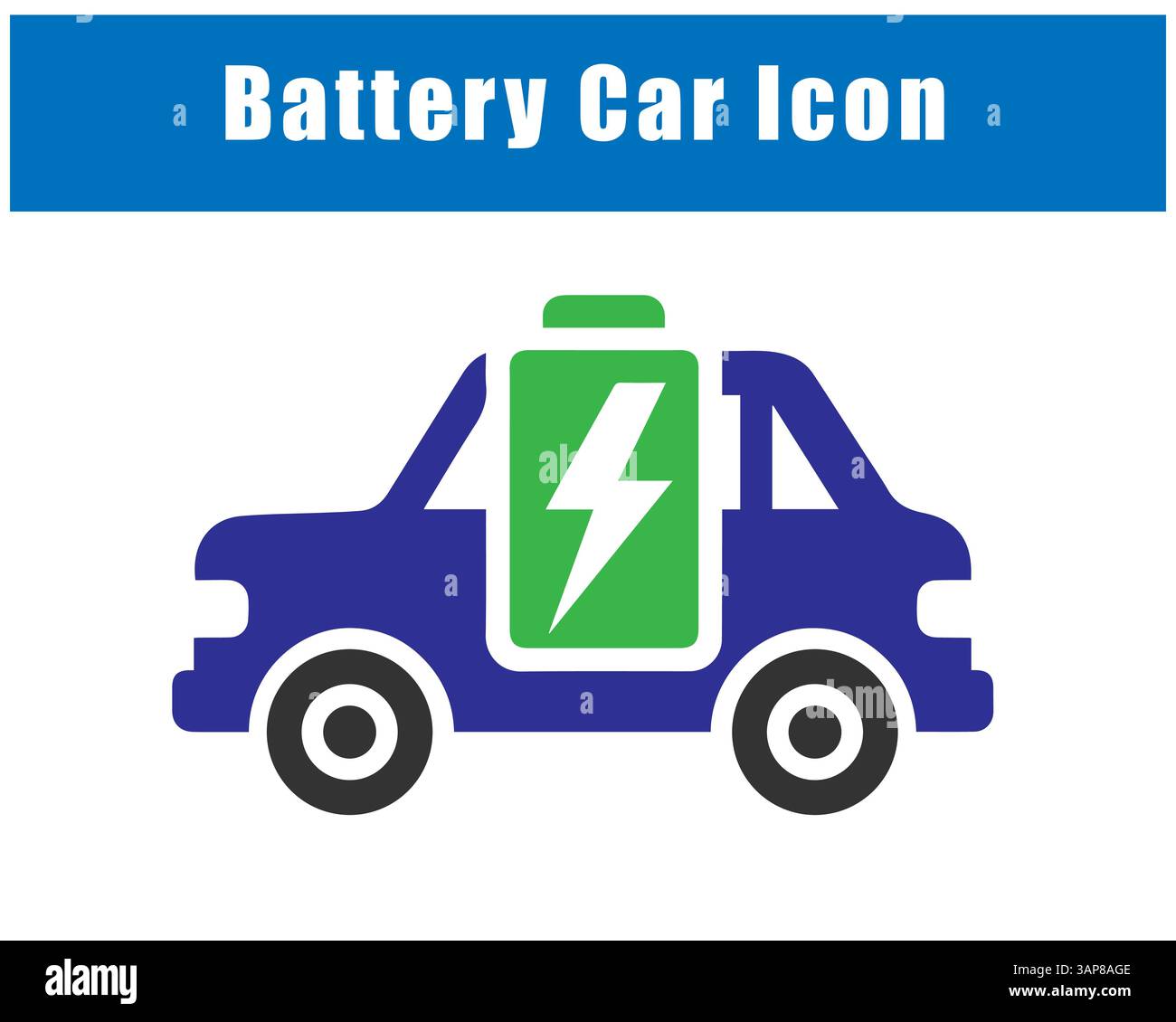 Symbol Für Elektroauto-Batterie, Umweltfreundliches Symbol Für Grüne Energie Stock Vektor