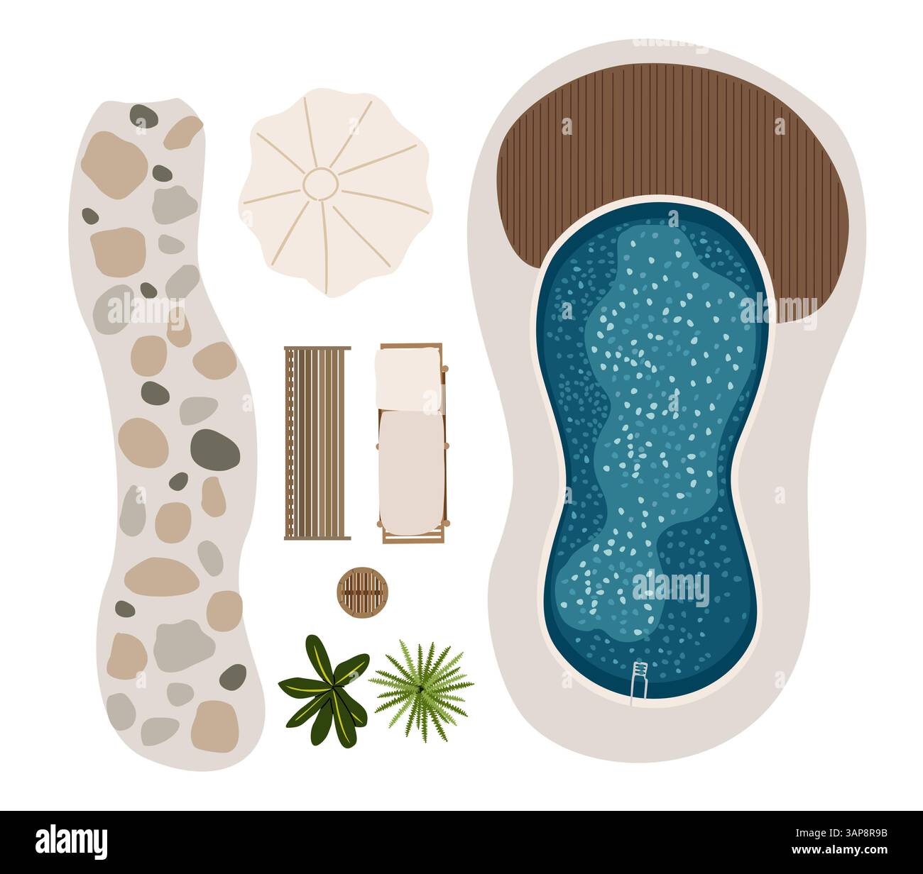 Möbelsymbole von oben für Landschaftsdesign Stock Vektor