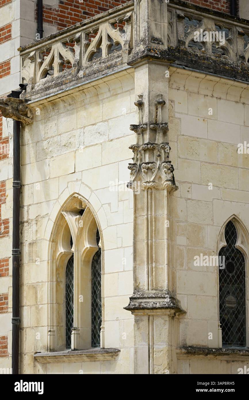 Detail der Fassade der Burg Clos Luce Stockfoto