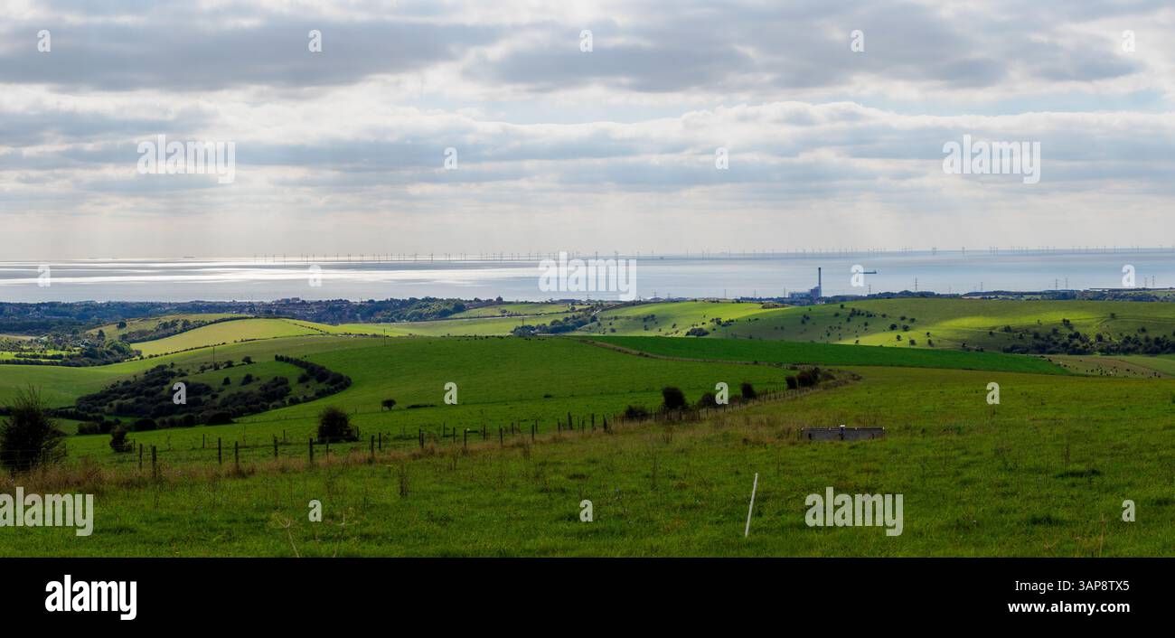 Ein Panoramablick vom Devils Dyke, Brighton, East Sussex Stockfoto