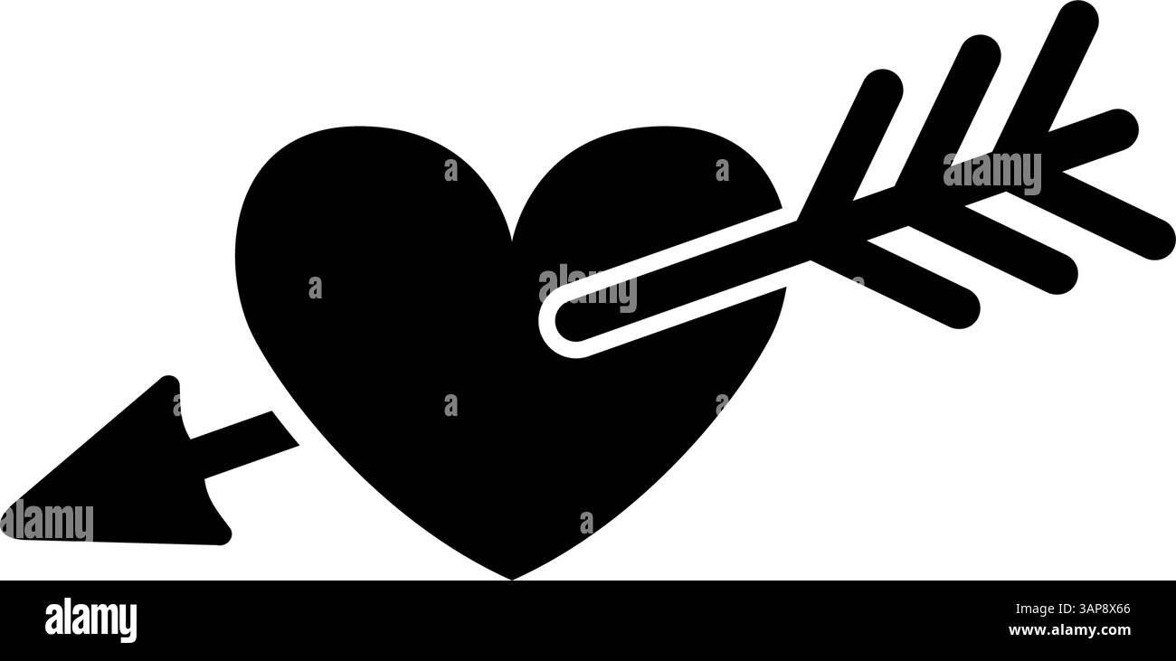 Einfache Vektor-Illustration eines Herzsymbols, durchbohrt von einem Pfeil, Liebeskonzept Stock Vektor