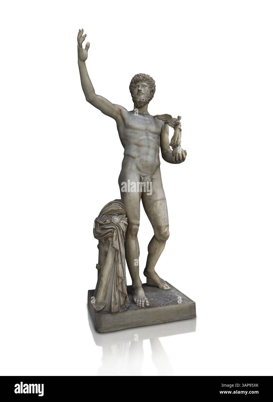 Römische Statue von Kaiser Lucius Verus, 161 - 169 n. Chr. Die Statue zeigt einen antiken griechischen Athleten und ist eine Kopie eines Originals von Myron, 460-450 v. Chr. Die Stockfoto