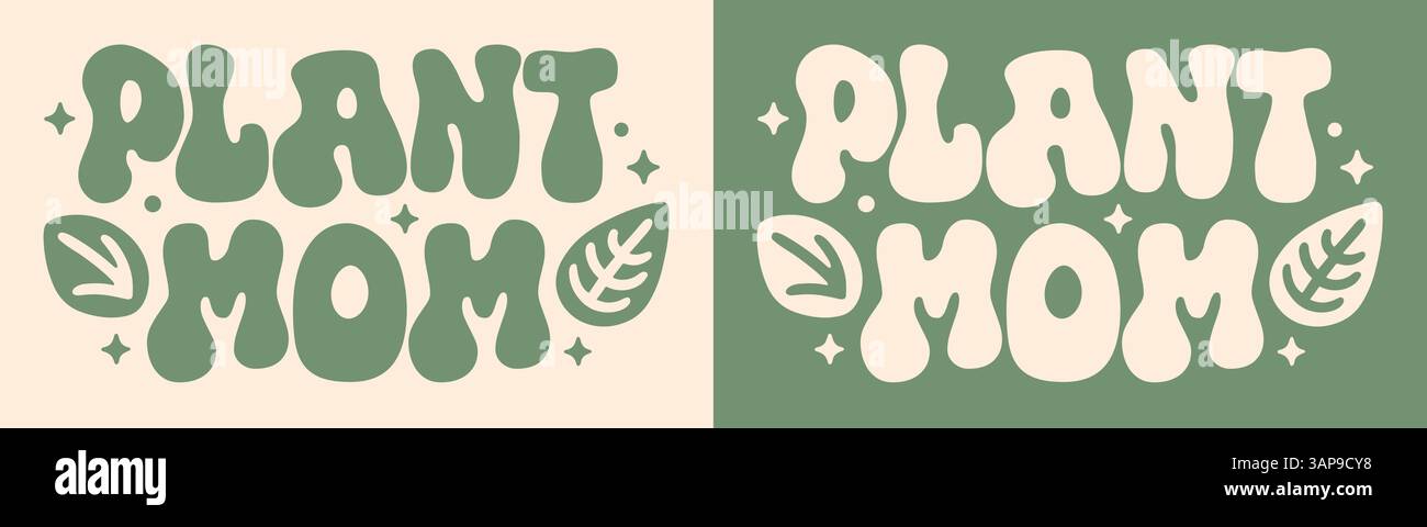 Pflanze Mama groovige Schrift nette Pflanzen Liebhaber Mädchen Zitate Illustration Boho Retro Vintage grüner ästhetischer Text für Gärtner Mutter Geschenk Hemd Design. Stock Vektor