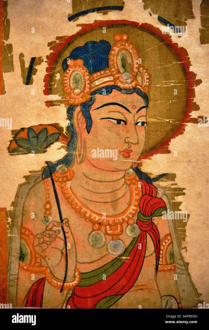 Indien, Delhi, Neu-Delhi, Nationalmuseum, Bodhisattva, Seidenmalerei, Dunhuang (China-Xinjiang), 7.-10. Jahrhundert Stockfoto