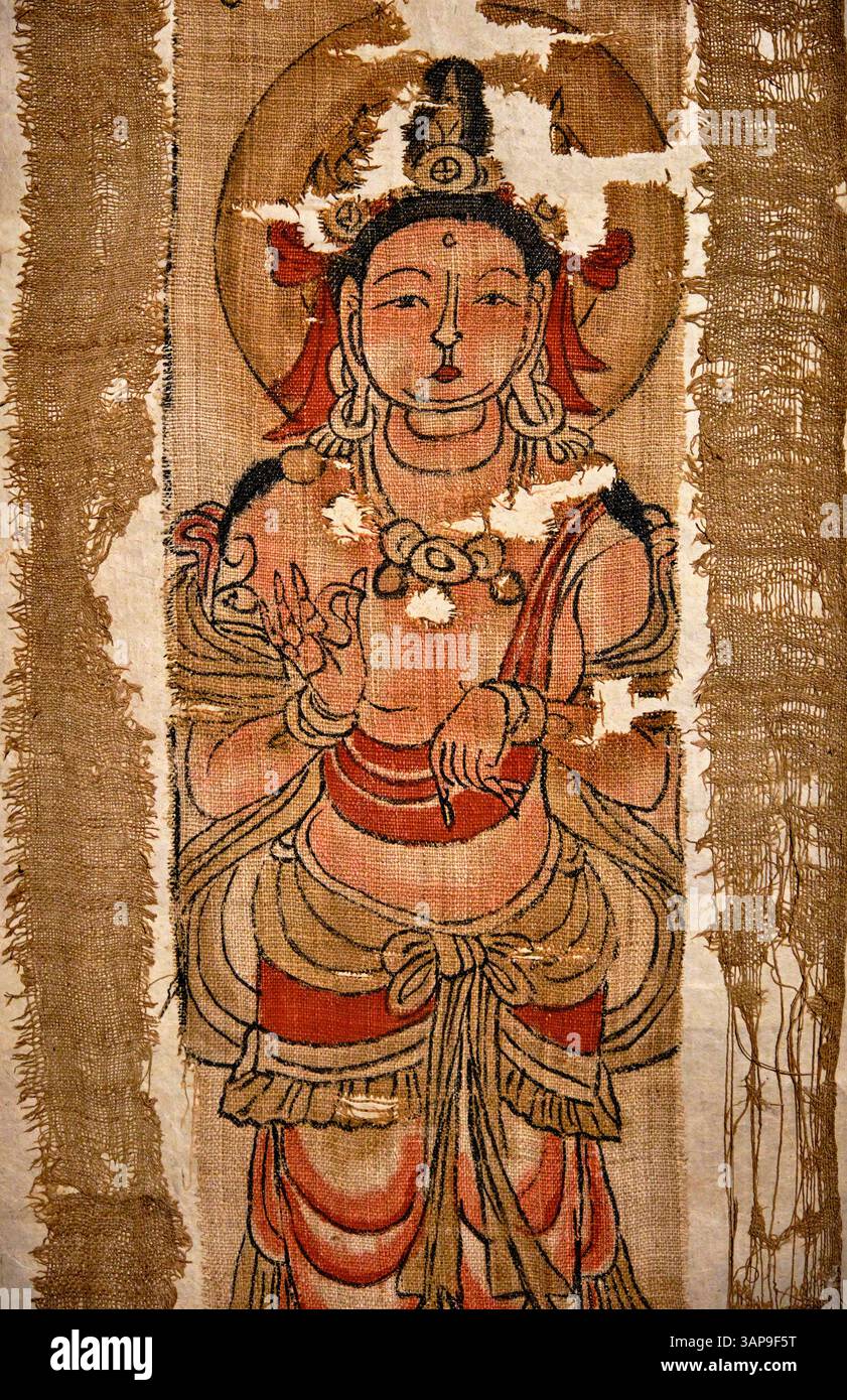 Indien, Delhi, Neu-Delhi, Nationalmuseum, Avalokiteshvara, Gemälde auf Leinen, Dunhuang (China-Xinjiang), 7.-10. Jahrhundert Stockfoto