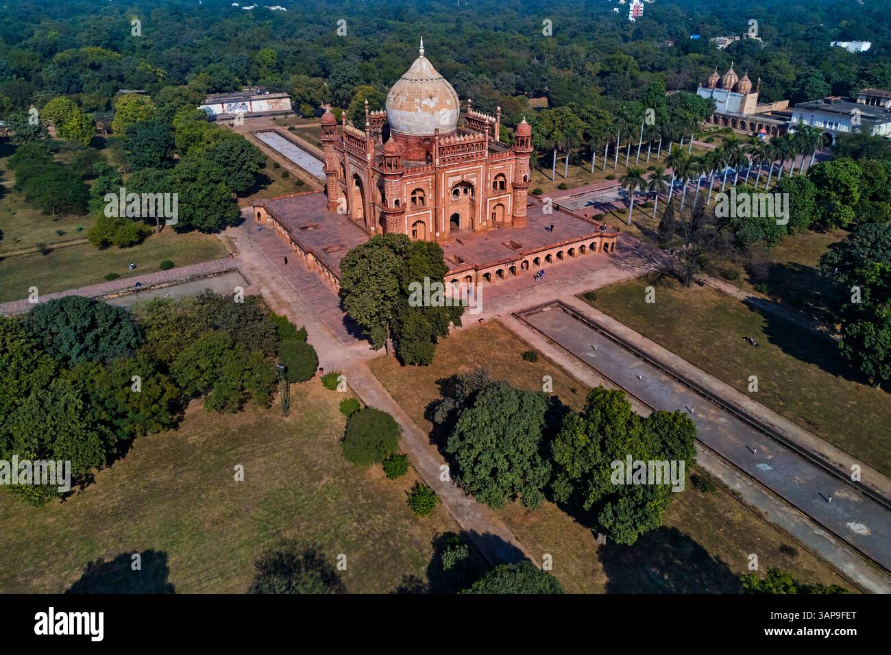 Indien, Delhi, Neu-Delhi, aus der Vogelperspektive des Safdar Jung Mausoleums Stockfoto