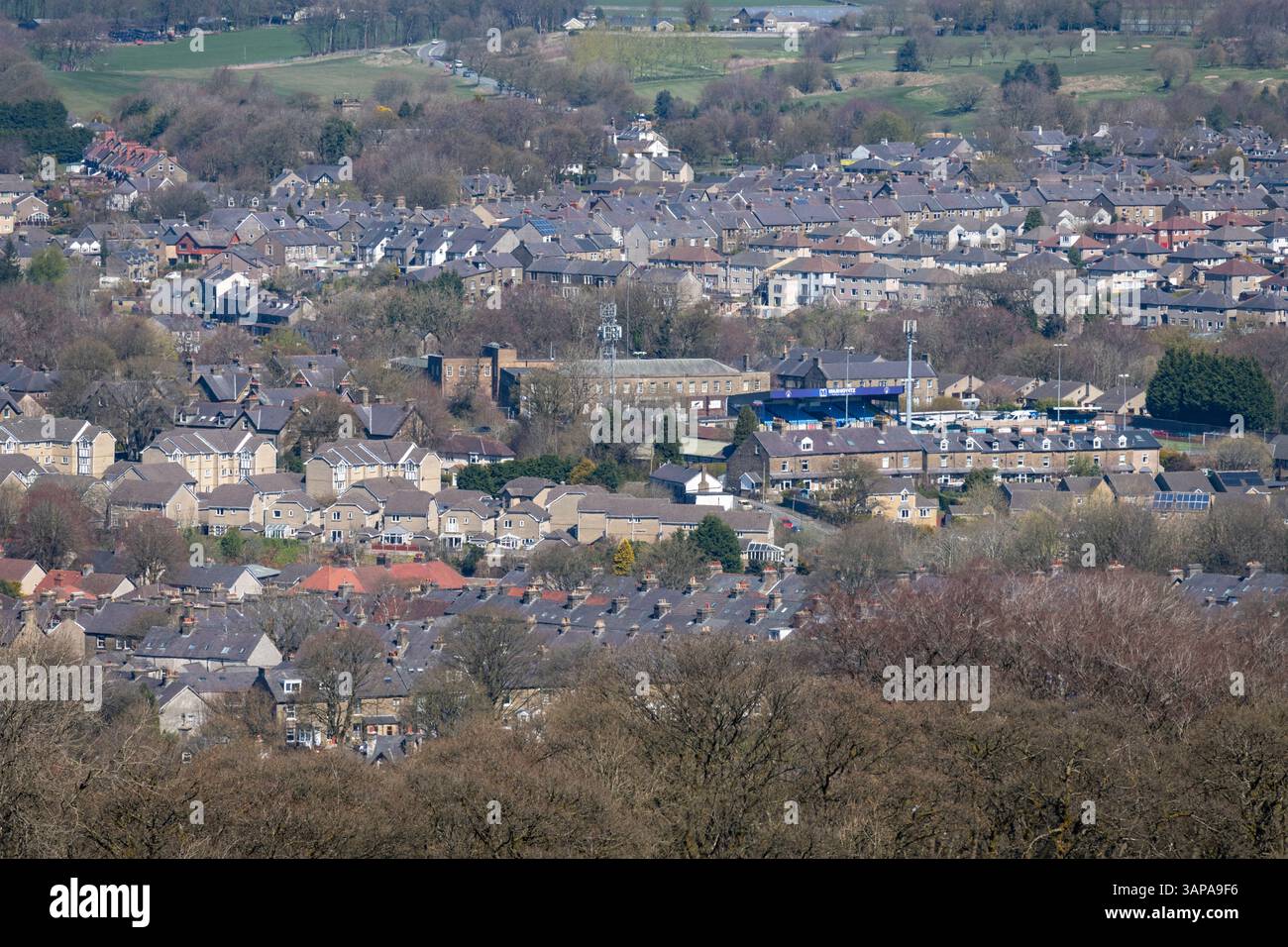 Die Stadt Buxton von Grin Low, Derbyshire, England. Stockfoto