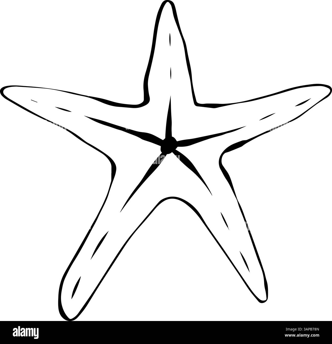 Silhouettenbild von Seestern isoliert auf weißem Hintergrund. Grafische Vektortinte für Website- und Anwendungsdesign. Website und Anwendung Stock Vektor