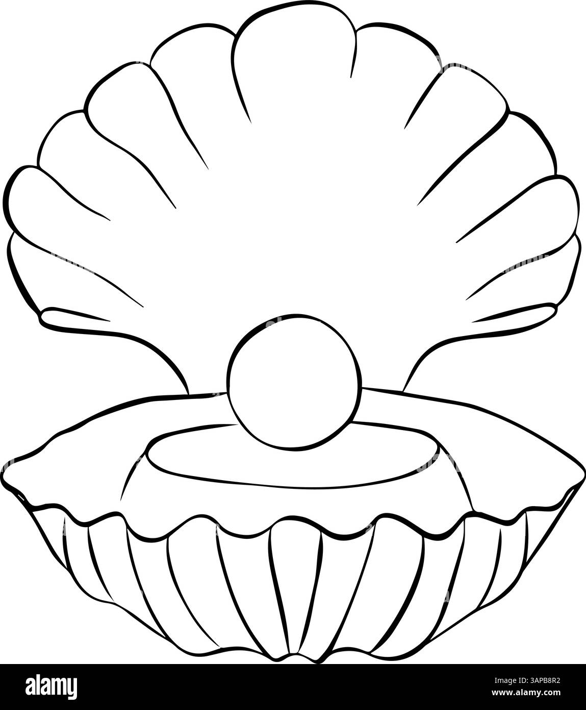 Muschel mit Perlensymbol. Illustration der grafischen Vektorfarbe isoliert auf transparentem Hintergrund. Banner, Poster, Geschenkpapier, Aufkleber, Druck, mod Stock Vektor