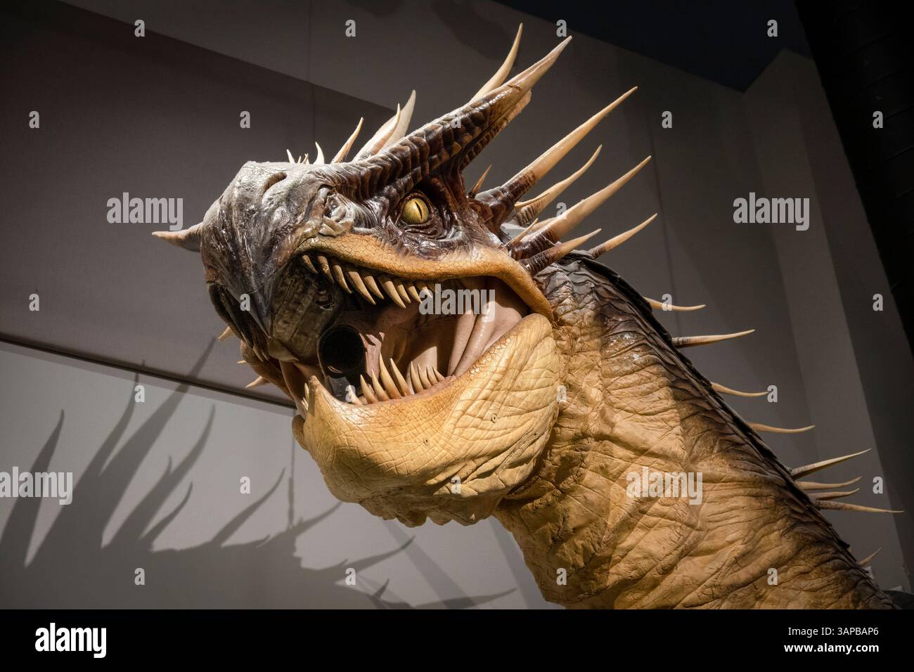 Ungarisches Hornschwanzdrachenmodell aus dem Feuerkelch Harry Potter World, Warner Bros Studio, London, Großbritannien. Stockfoto