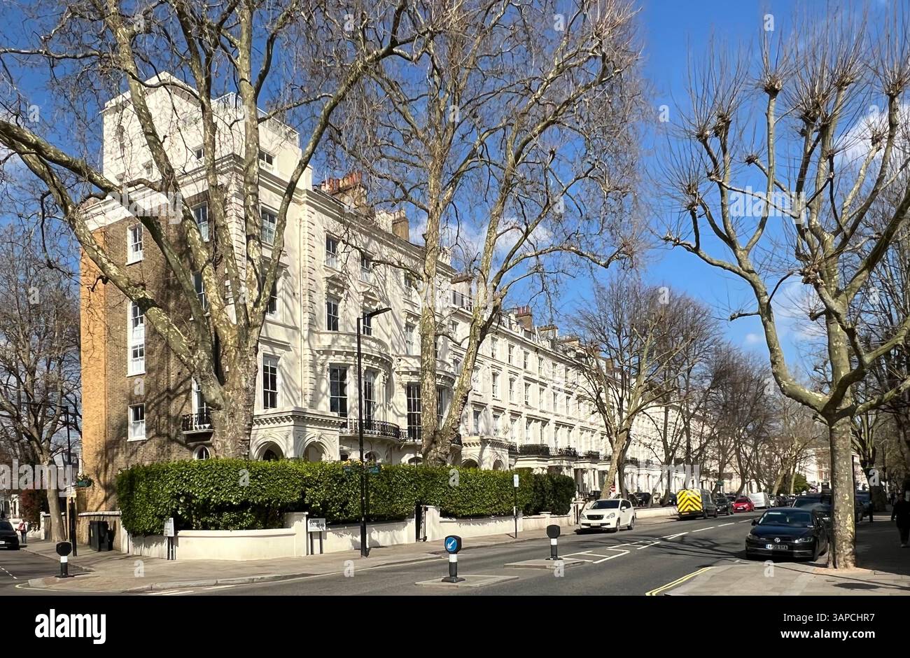 Historische Häuser in Maida Vale, Nord-London, Südostengland, Großbritannien - Smartphone-aufgenommenes Stockfoto